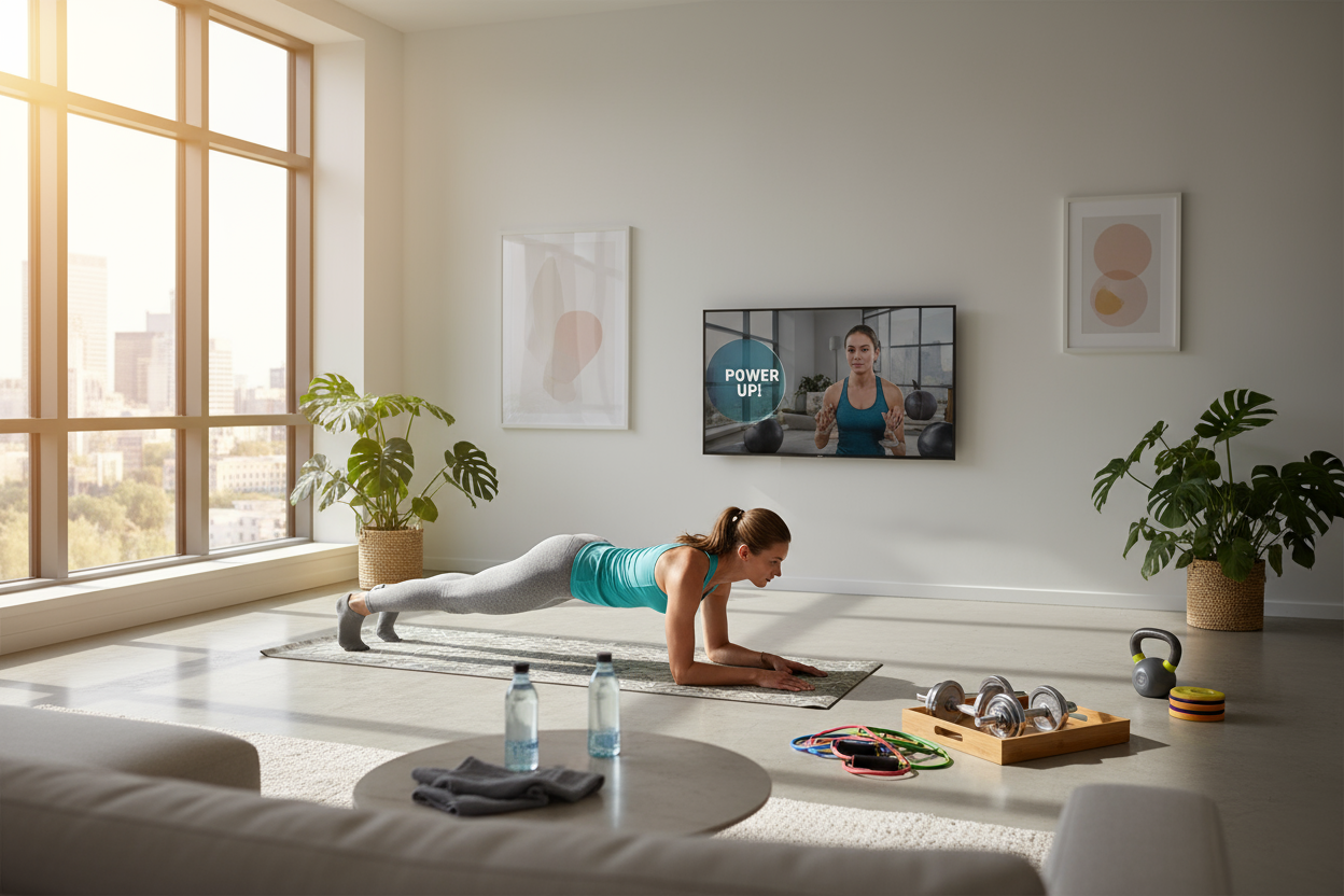 Une personne qui s’entraîne chez lui